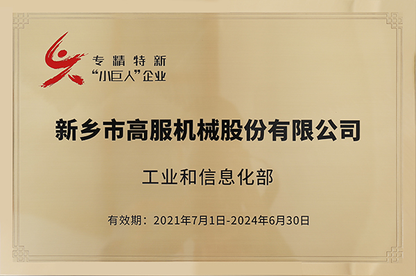 2020年，入選“國家級專精特新小巨人”企業(yè)